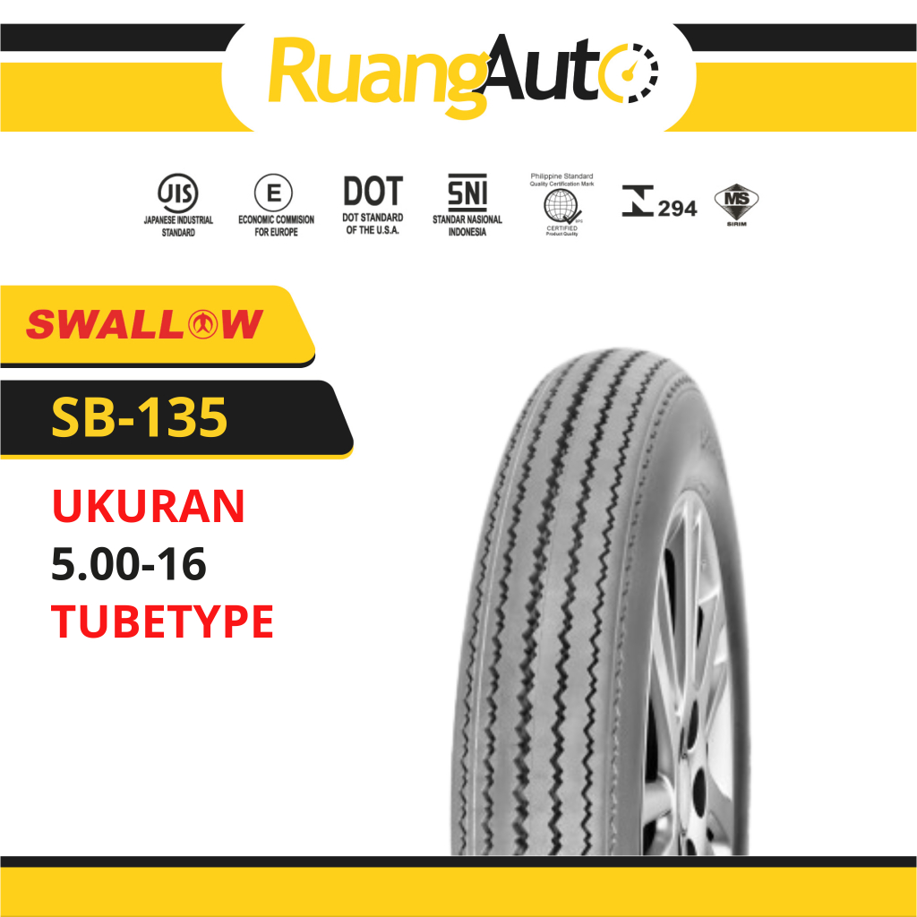 BAN LUAR MOTOR SWALLOW SB-135 CLASSIC | 500-16 | 500 | RING 16 TUBETYPE