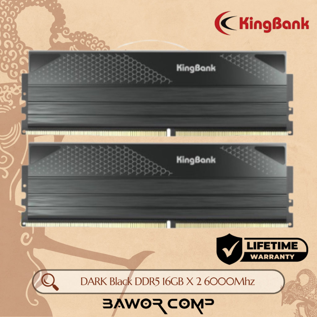 KINGBANK DARK Black DDR5 16GB X 2 6000Mhz | Memory Ram 32GB Kit PC 6000