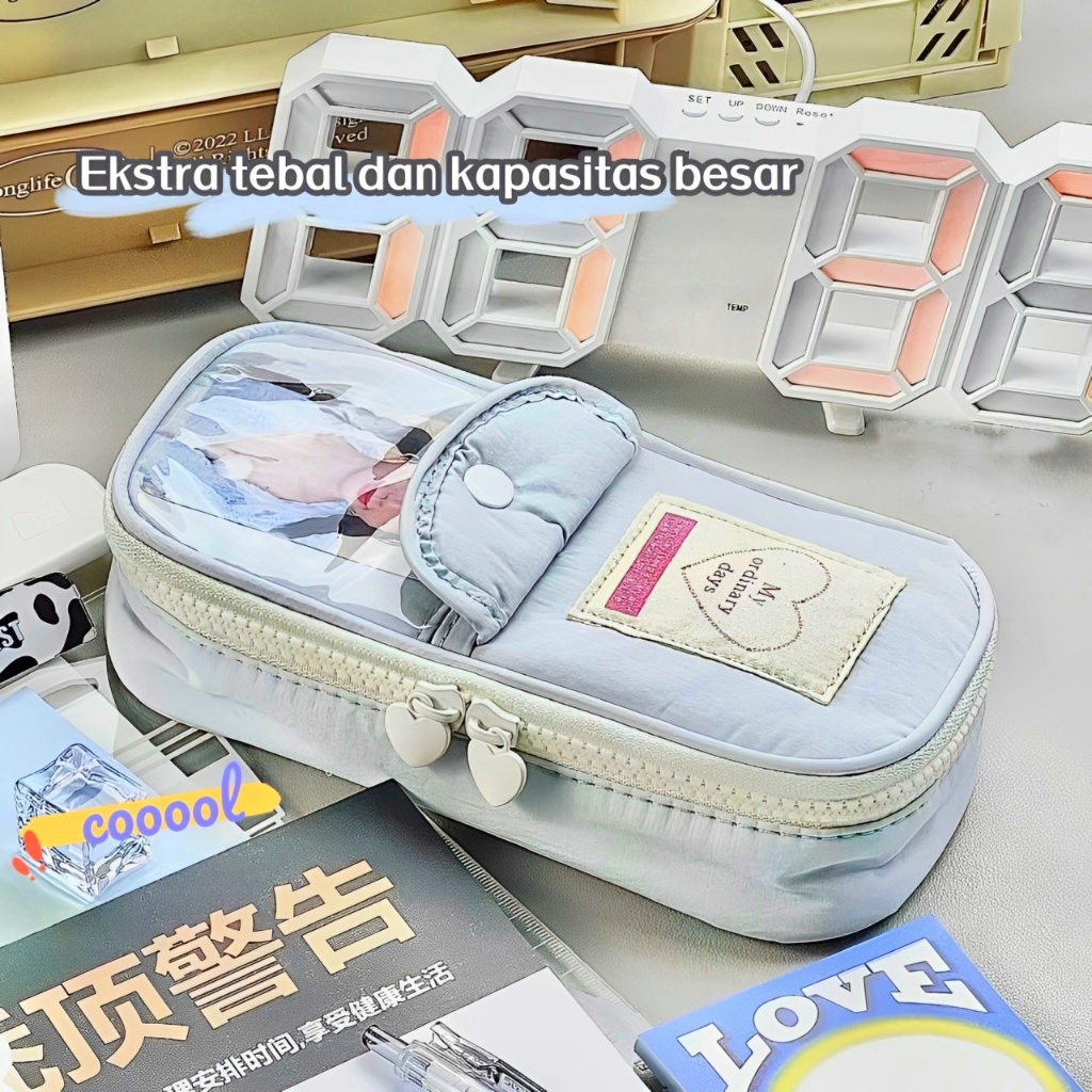 

【Gaya baru】Tempat pensil kotak Anak perempuan Lucu Besar / Retro Heart Zipper Lucu Kapasitas Besar Pencil Tas / Kantong Dudukan Kotak untuk Anak Perempuan Kantor Siswa Alat