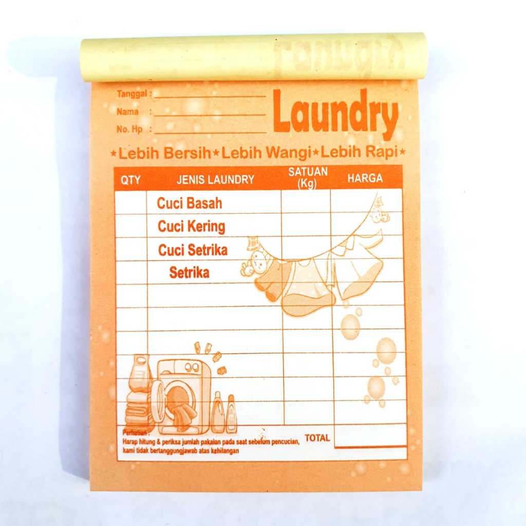 

NOTA LAUNDRY 2 ply / 2 rangkap warna warni MOTIF JEMURAN