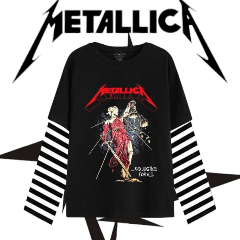 kaos lengan panjang DOUBEL LAYER band METALLICA terbaru original distro| kaos panjang LONG SLEEVE me