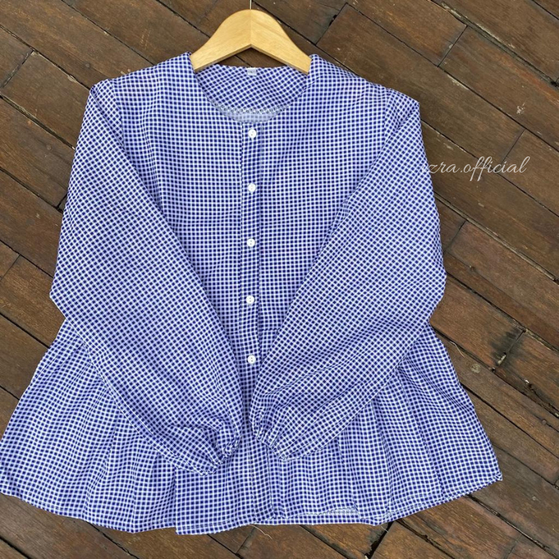 Blouse Kotak Shafa atasan blouse wanita atasan wanita korea jumbo bigsize kemeja kotak