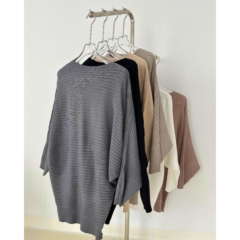 _byKIA || ATASAN RAJUT HALUS BATWING IMPORT || ALEXA KNIT BATWING TOP || PINKDOSE