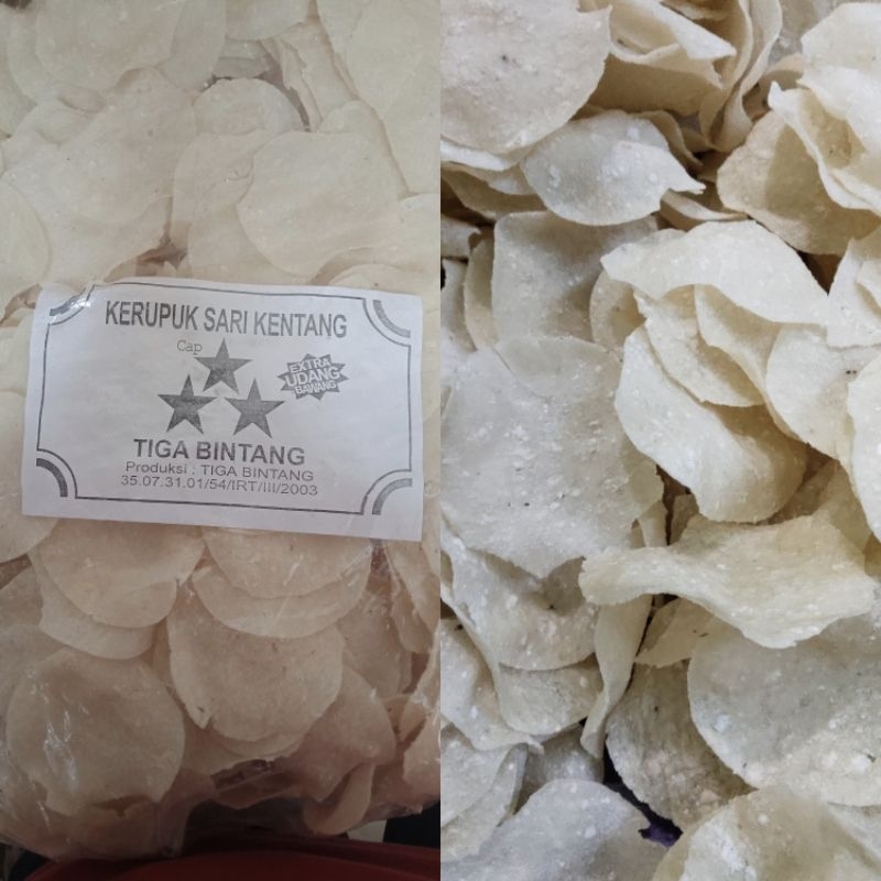 

[ 250 gr ] Kerupuk KENTANG PUTIH Kerupuk POTATO Mentah cap Tiga Bintang