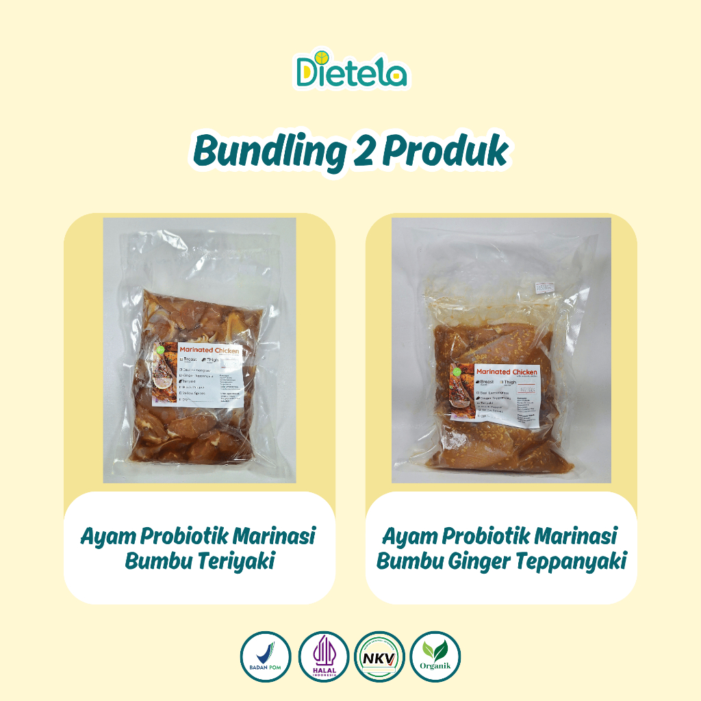 

Paket Teriyaki Marinated Chicken & Teppanyaki Ginger Marinated Chicken Siap Masak - Tinggi Protein & Rendah Lemak
