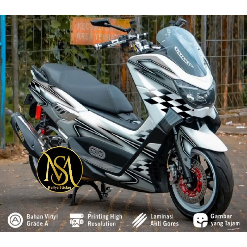 stiker decal nmax old grafis hitam putih full body