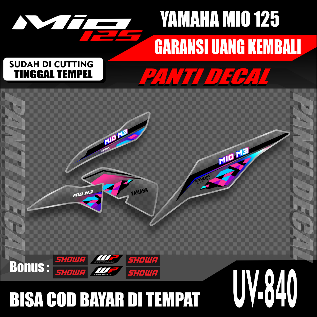 Stiker Transparan Mio M3 125 - Stiker Striping Variasi Mio M3 Transparan