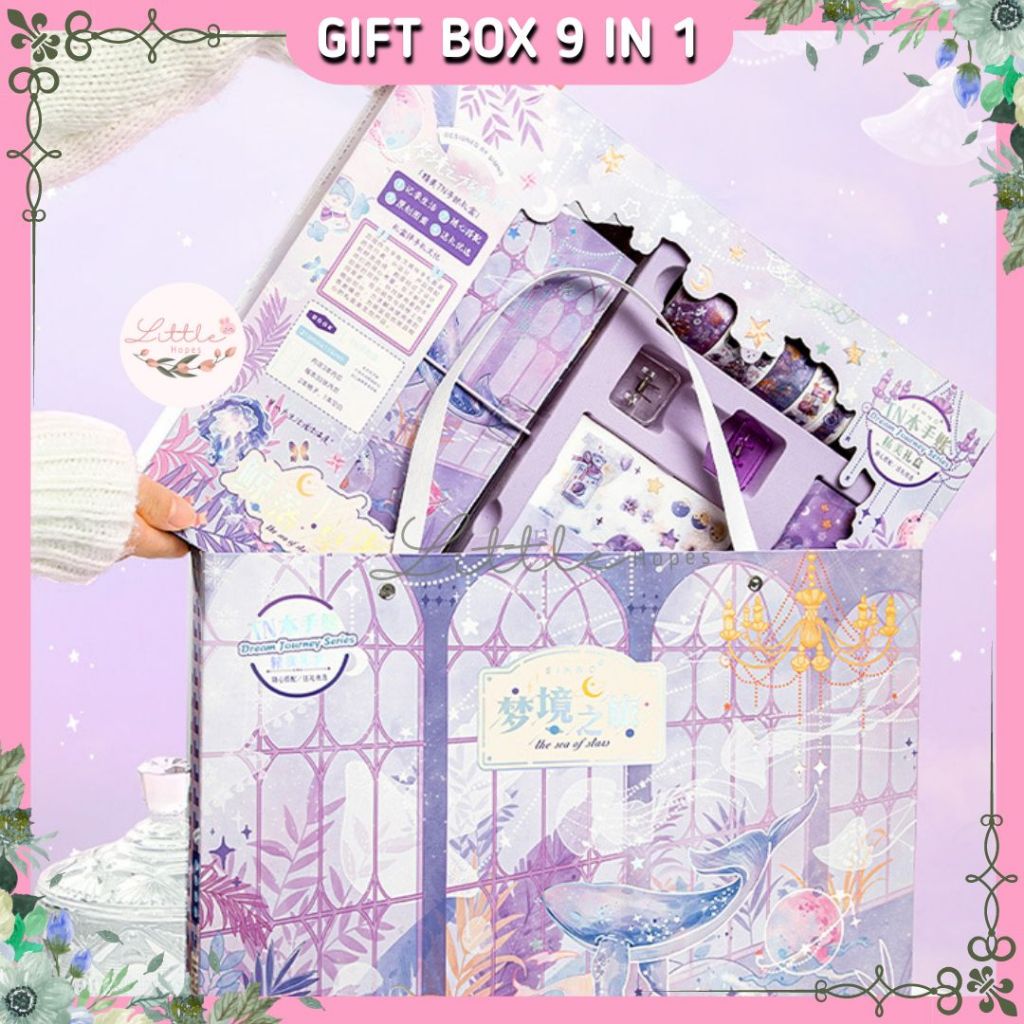 

(FREE GIFT) Paket Journal 9 in 1 FREE PAPERBAG set isi Notebook WHALE Series Gift Box Hampers