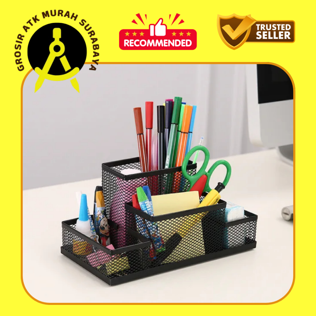 

Memo Desk / Holder Desk Set / Tempat Pena Tulis Meja Kantor Jaring Besi Type 9125