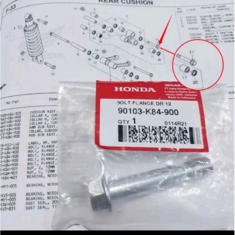 Baut Unitrack Honda CRF 150 Original