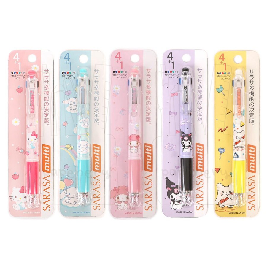 

Zebra Sarasa Multi 4+1 Sanrio Hello Kitty Cinnamoroll My Melody Kuromi Hanamaruobake Multifunction Gel Ink Pen 0.5mm Limited Edition