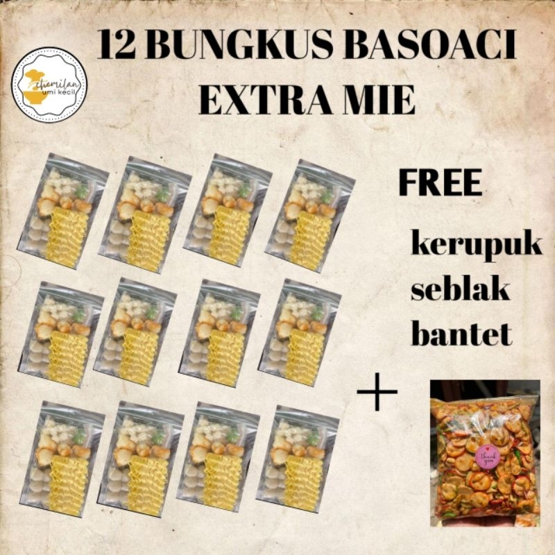

12 Bungkus Basoaci Extra mie|Termurah|Free,KerupukSeblak