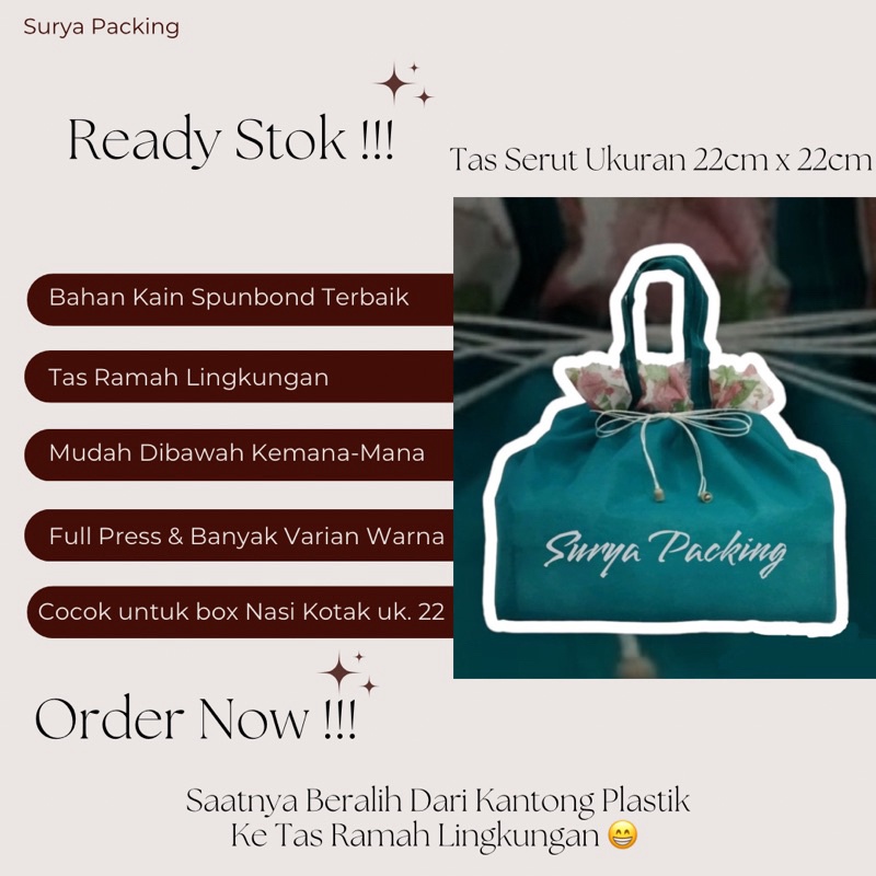 

LusinTas Spunbond Serut hajatan Kotak Nasi Besek 22x22ISI 12PCS