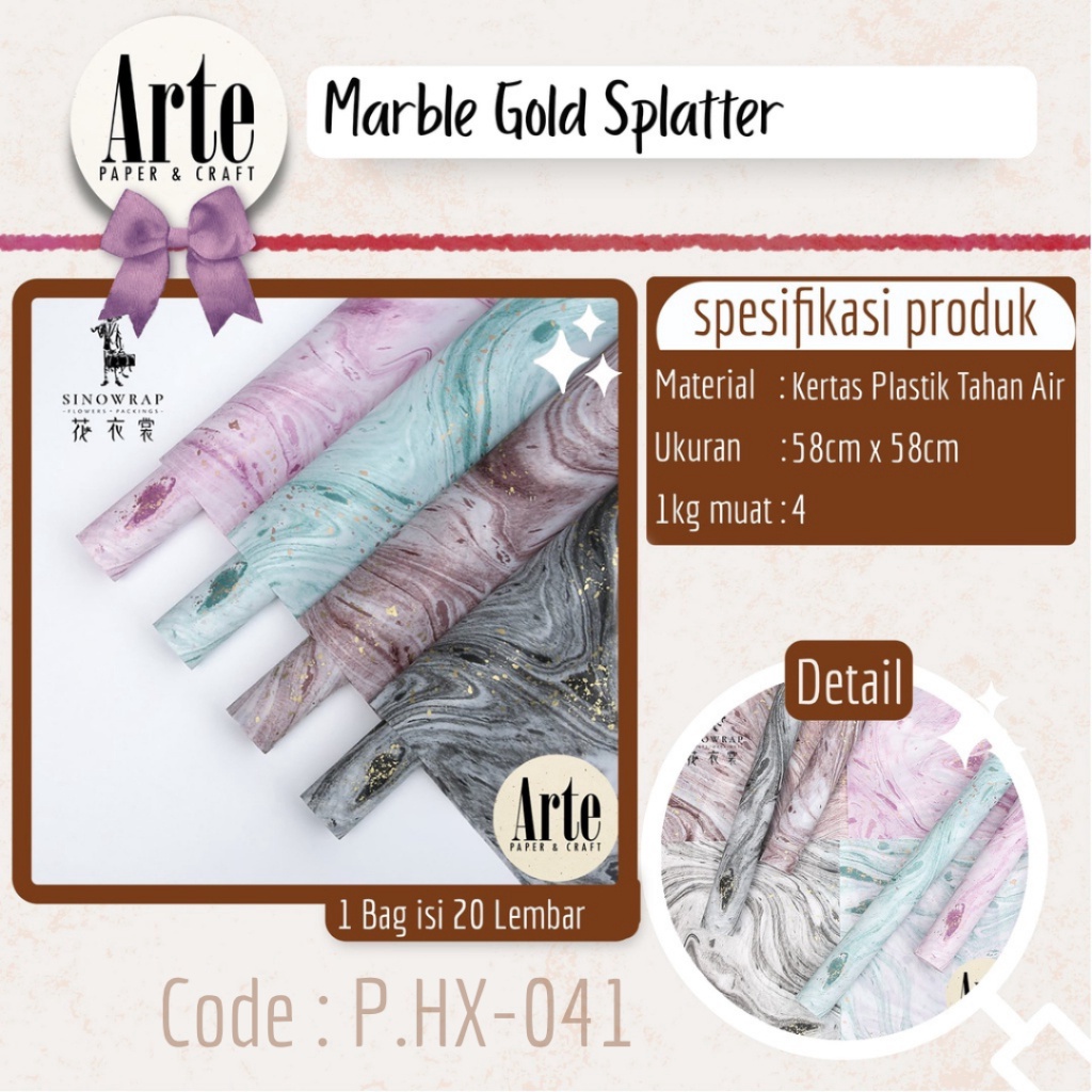 

2 Lembar Cellophane Male Gold Splatter Kes Buket Korea Bunga Flower Wrapg Paper Kado Arte Grosir Jaka PHX41