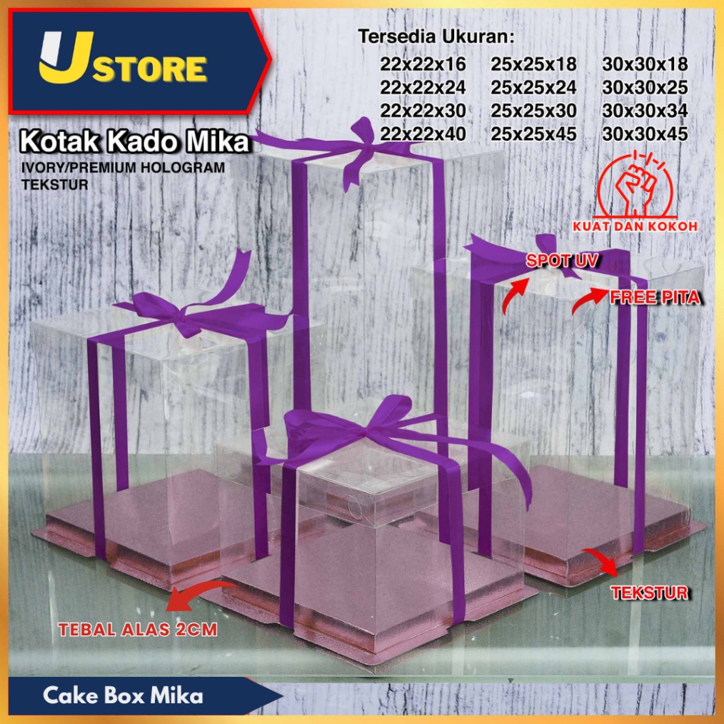 

Cake Box Mika Dus Kue Kotak Kue 3x3 cm Tutup Transparant PET