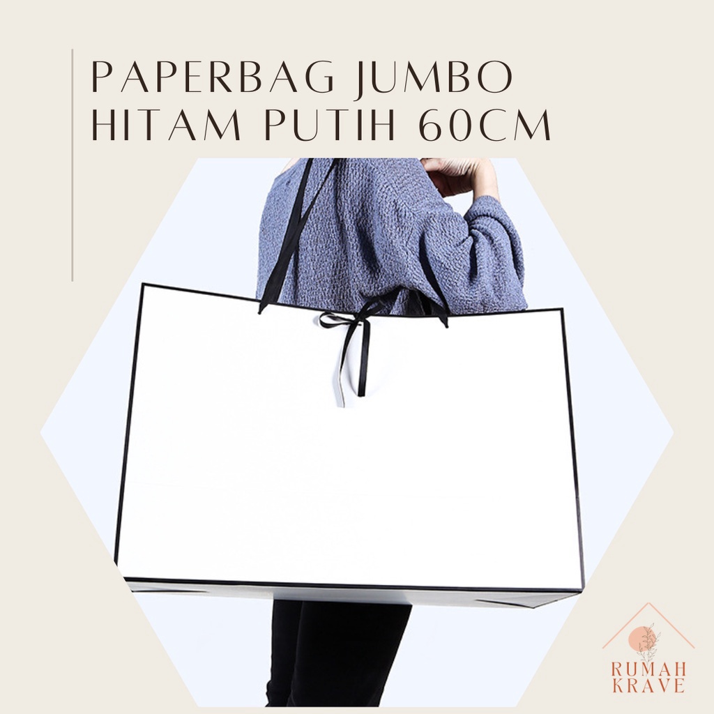 

RUMAH KRAVE Papeag Jumbo Hitam Putih 6x25x4 Paper bag