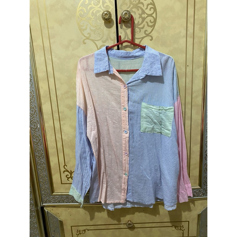 Baju Kemeja Salur Full Color