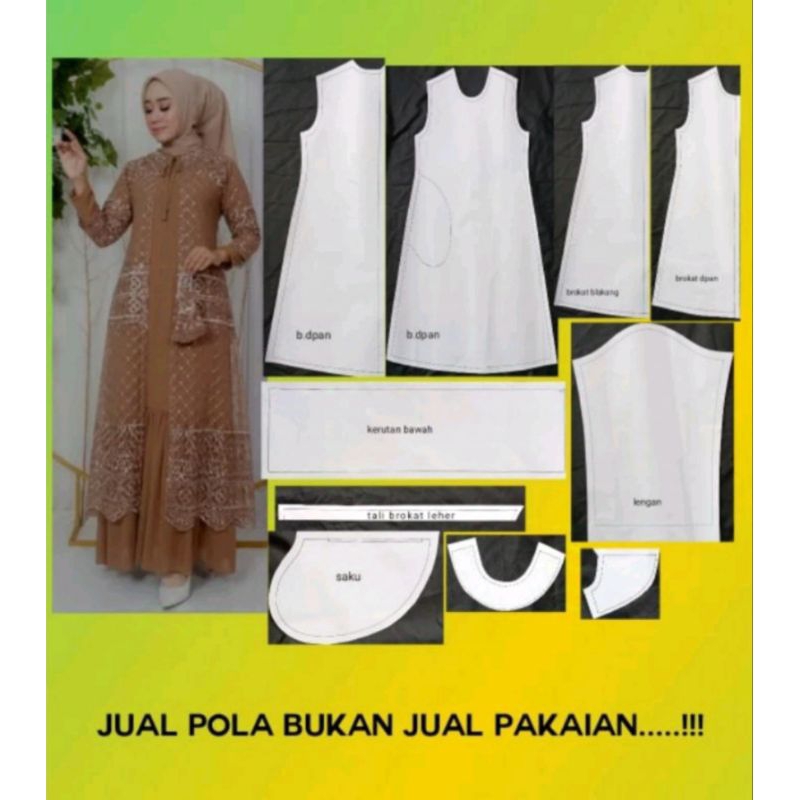 pola gamis dewasa model berokat masakini
