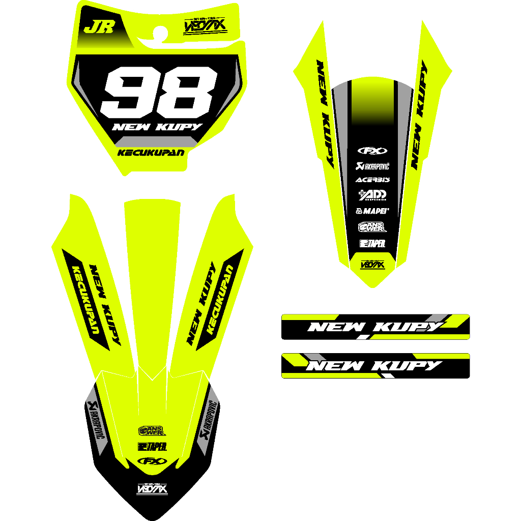 DECAL STIKER SPAKBOR DEPAN BELAKANG DAN PAPAN NOMOR plus ARM KTM 85 2020