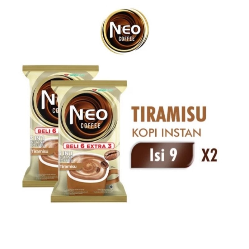 

Neo Coffee Kopi Instan Rasa Tiramisu 20gr isi 9pcs ×2 pack
