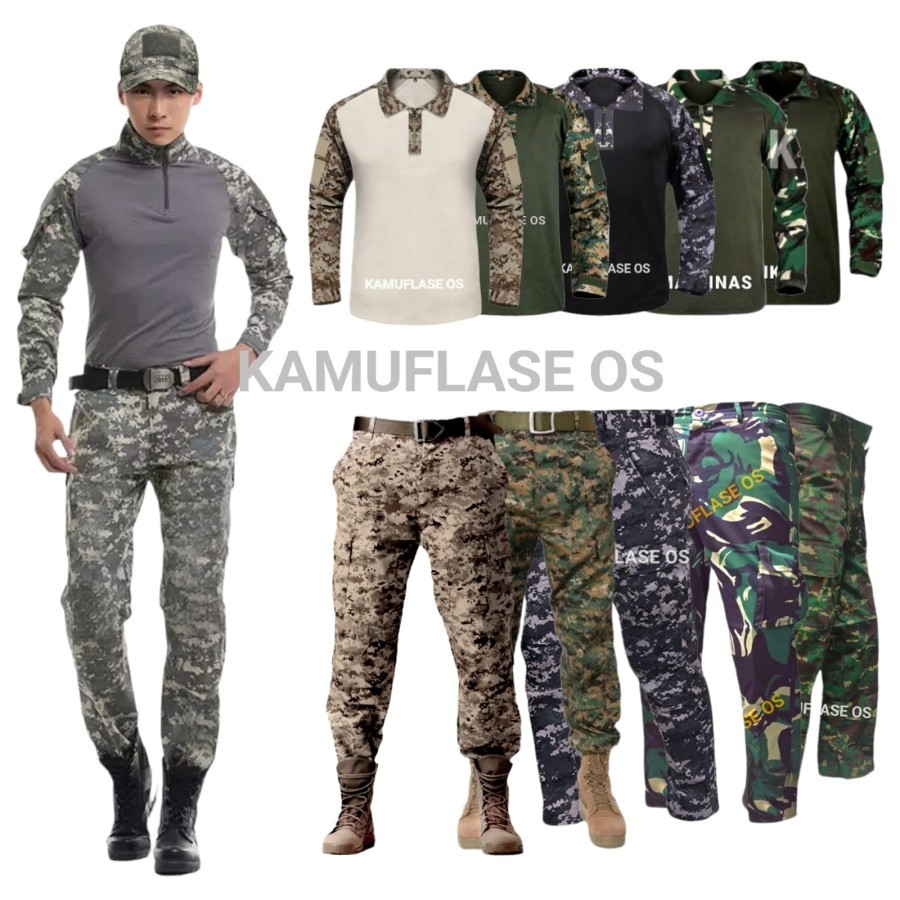 SETELAN ARMY BDU PDL TACTICAL SET COMBAT SHIRT CAMOUFLAGE MILITARY