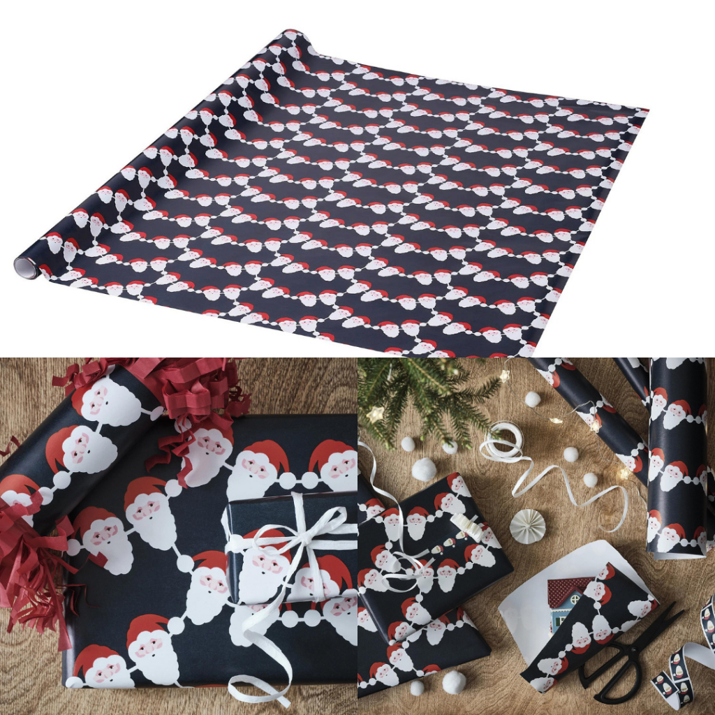 

Rol kertas kado NATAL, pola sinterklas biru, 4x1 m (STOCK TERBATAS)
