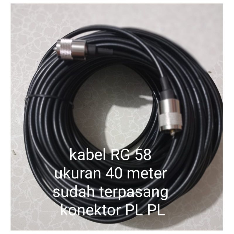 Kabel Antena bikinan RG 58 ukuran 40 Meter sudah terpasang konektor PL PL