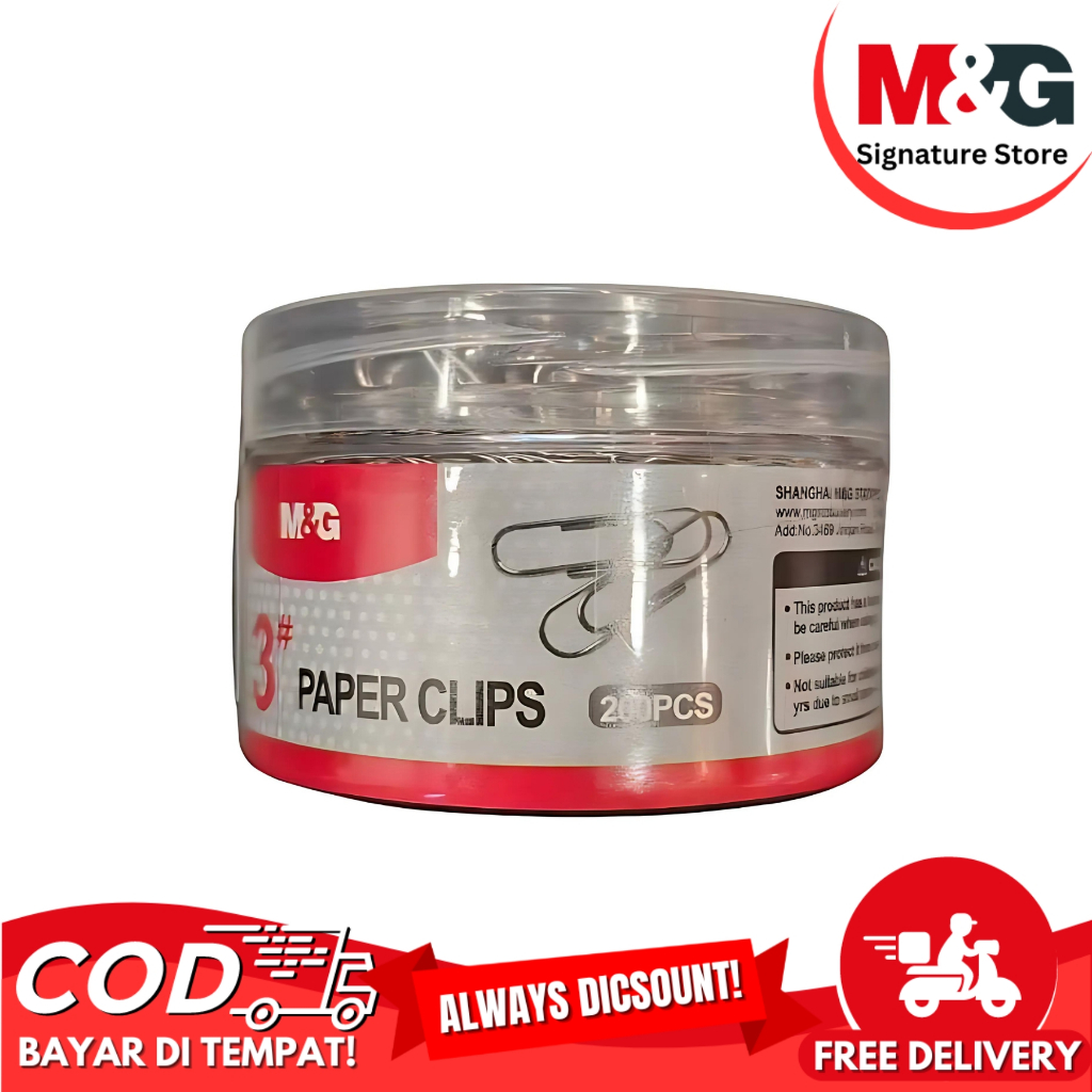 

Klip Kertas Stainless M&G Paper Clips M&G Kertas Klip Box 200pcs #ABS916DR