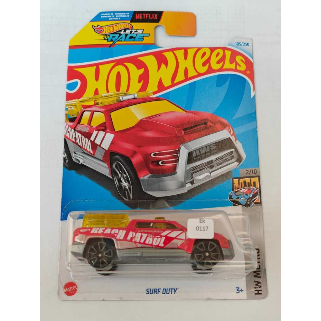 Hot Wheels - Surf Duty Red Tampo Beach Patrol Hot Wheels Lets Race HW Metro