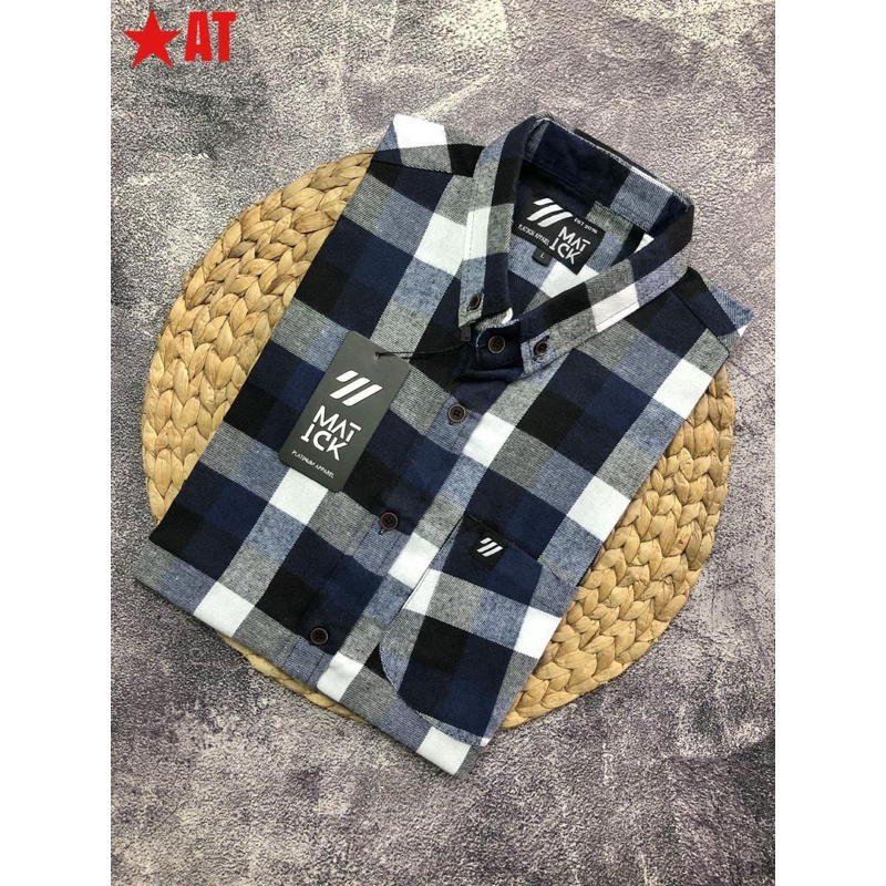 Kemeja Flanel Pria Lengan Pendek Matick Slim Fit Kotak Kotak Modern Distro