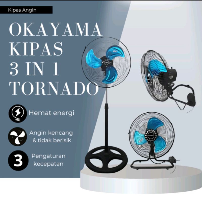 Ay00 Okayama Kipas Angin Okayama 3in1 Tornado 18 Inch