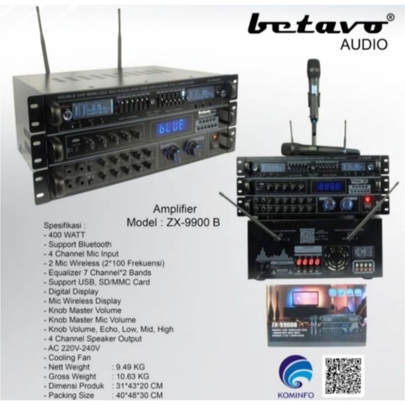 Power Amplifier Karaoke Betavo ZX 9900 B Original