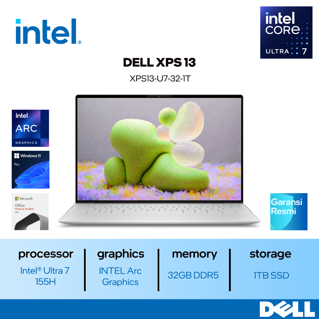 DELL XPS 13 [Intel Core U7-155H / Arc Graphics / RAM 32GB / SSD 1TB / WINDOWS 11 PRO / 13.4 Inch Tou