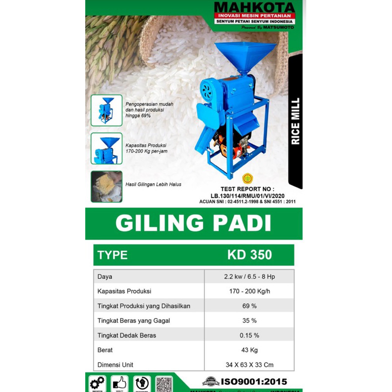 Mahkota KD-350 Mesin Giling Padi