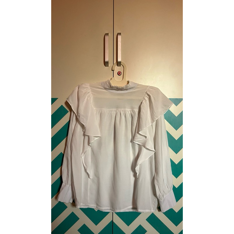 Blouse Ruffle Putih Preloved