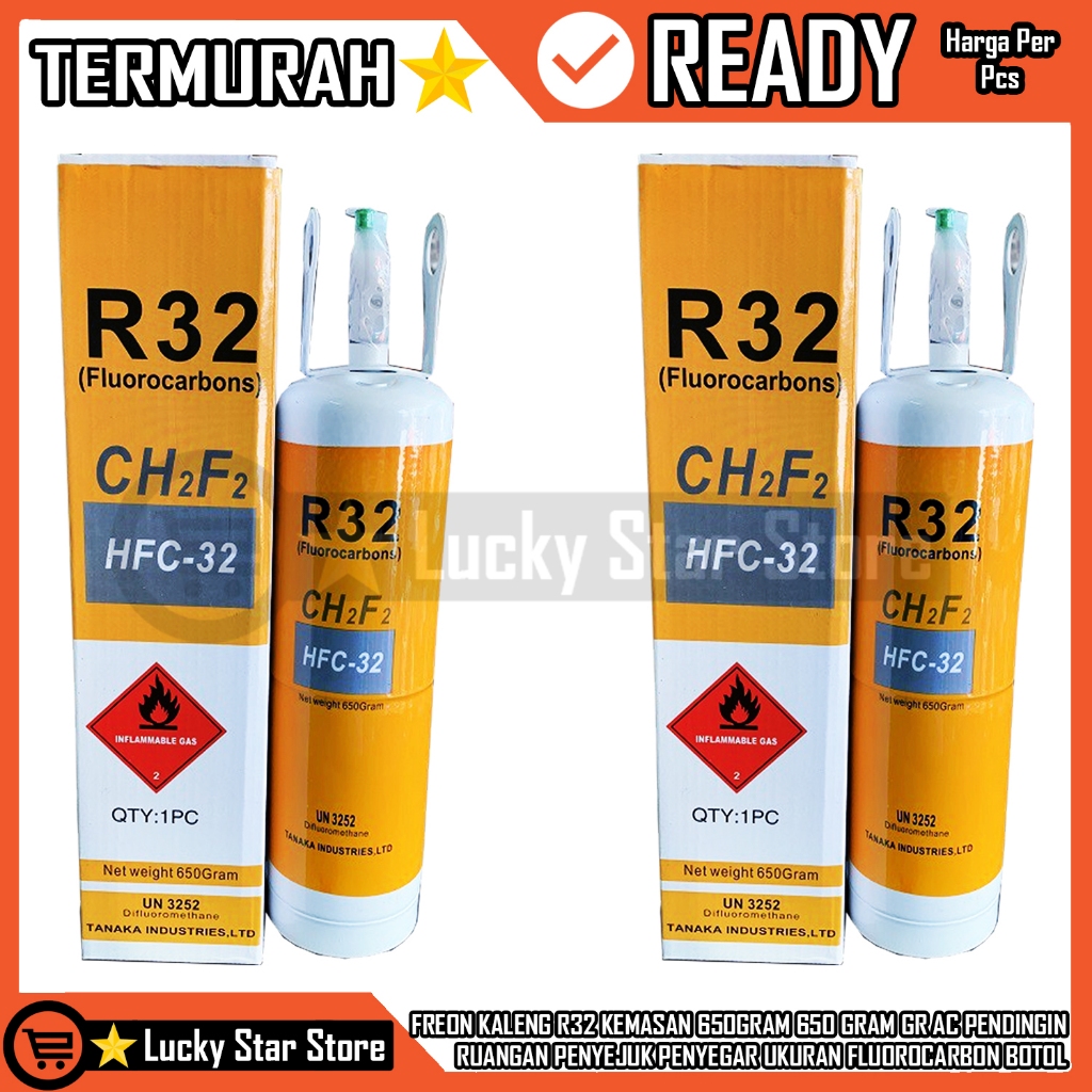 Freon Kaleng R32 Kemasan 650gram 650 Gram Gr Ac Pendingin Ruangan Penyejuk Penyegar Ukuran  1 kg 100