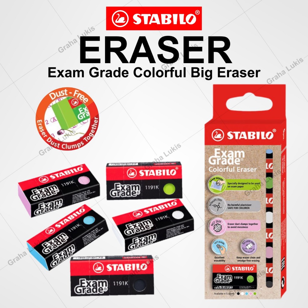 

STABILO Exam Grade Colorful Big Eraser / Penghapus Pensil Ujian Sekolah - SATUAN / SET 5