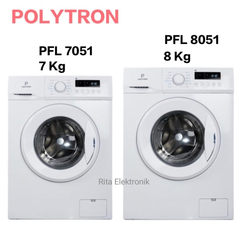 Mesin Cuci 1 Tabung Pintu Depan 7 Dan 8 Kg Polytron PFL 7051/8051