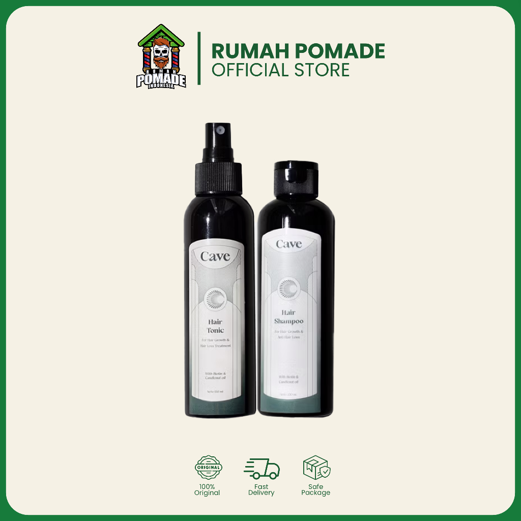 Cave Hair Shampoo & Hair Tonic - Paket Bundling Cave Solusi Kerontokan