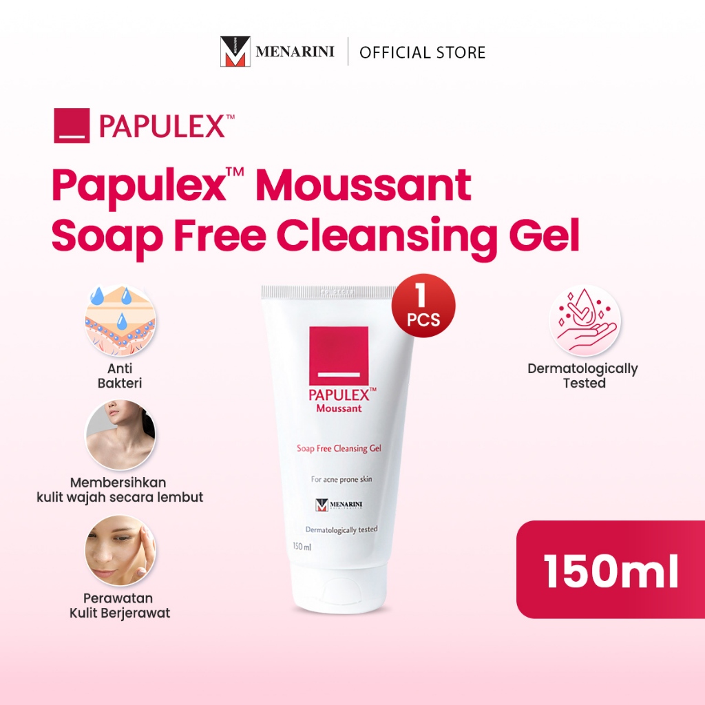 Papulex Moussant Cleansing Gel 150 ml - Gel Pembersih Wajah Anti Jerawat
