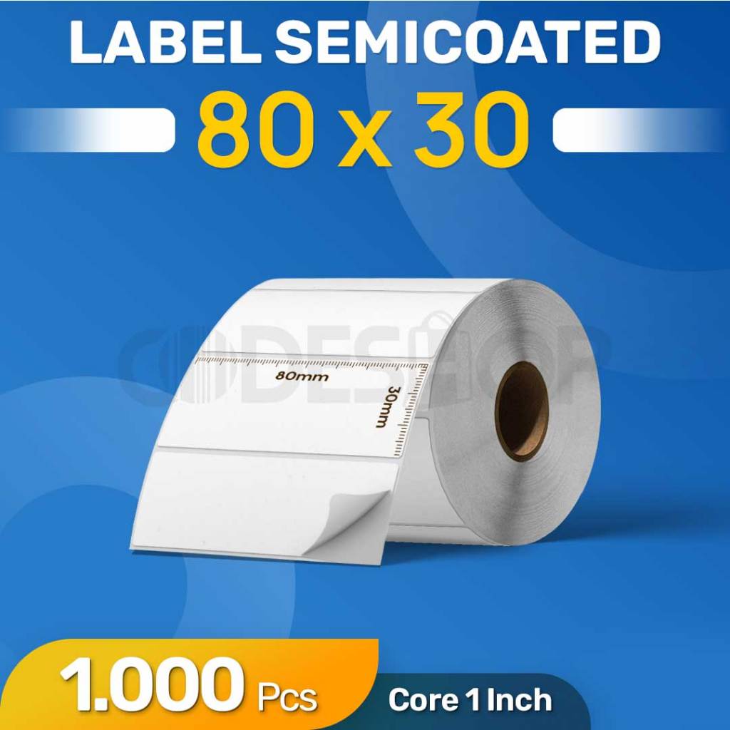 

Label 80 x 30 / 80x30 mm / 80x30mm Semicoated isi 1000 Pcs Stiker