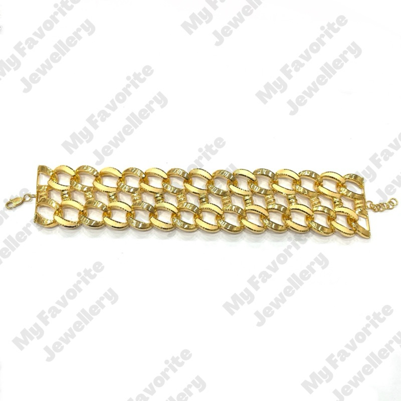 Gelang Sisik Naga Double Rantai EMAS ASLI Kadar 700 16K