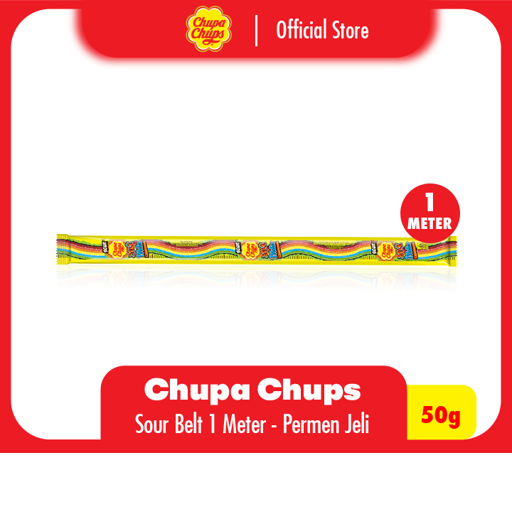 

Chupa Chups Sour Belts Soft and Chewy 1 meter 50g - Permen Jeli Rasa Aneka Buah