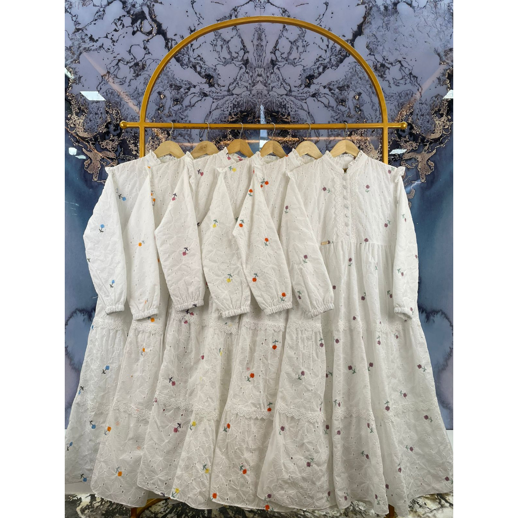 Najwa - Amaya Midi Dress Katun Bolong Bordir - Dress Casual Jumbo LD 120 cm | Baju Muslim Wanita