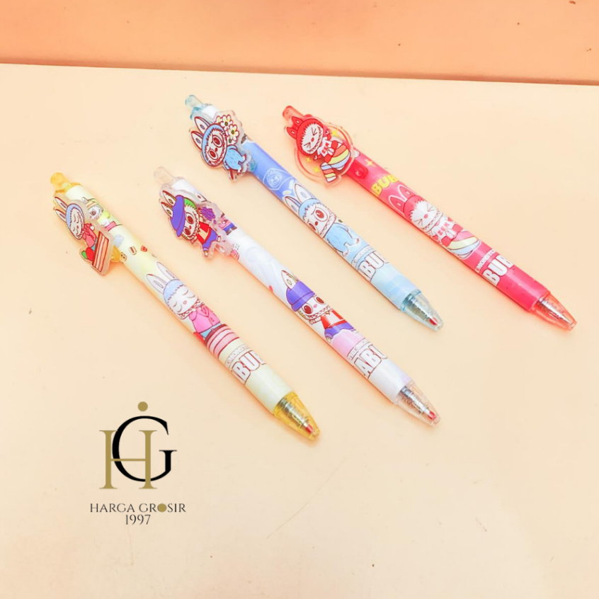

PENA CETEK 4PCS/8PCS/12PCS GAMBAR LABUBU BOLPEN PENA MEKANIK TERMURAH ALAT TULIS KANTOR BAGUS LUCU IMUT BISA COD