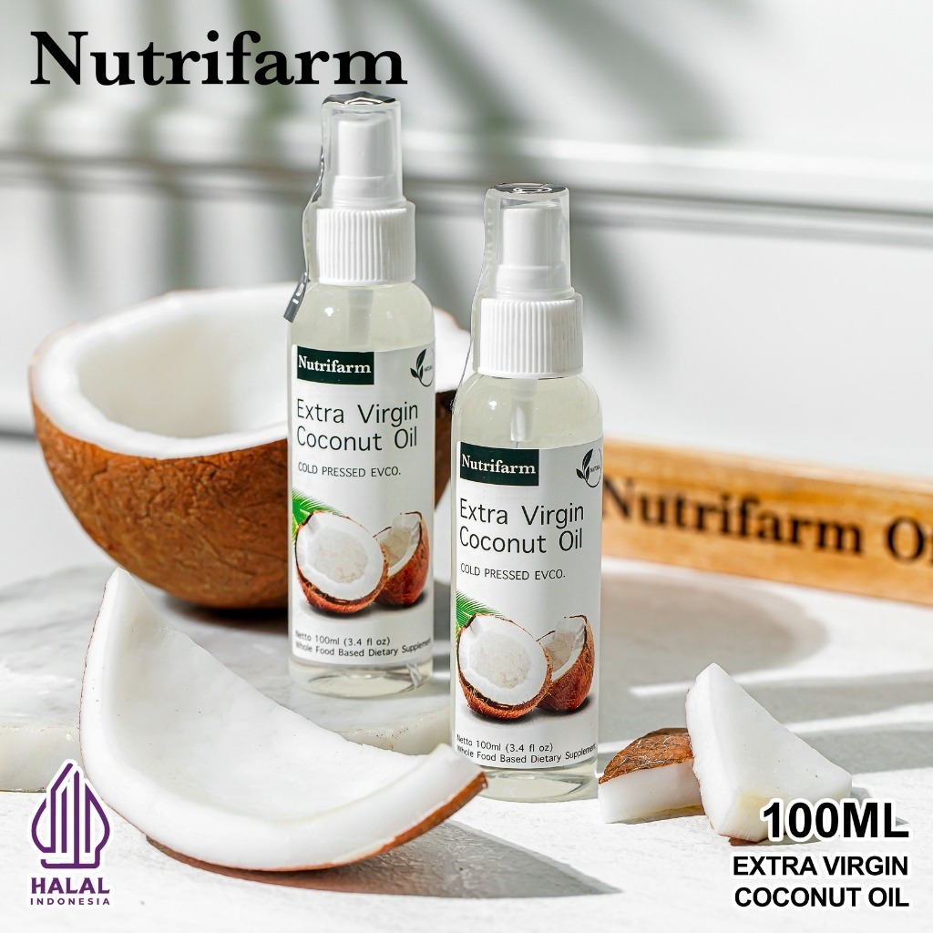 

EXTRA VIRGIN COCONUT OIL 100 ML VCO Cold Pressed Nutrifarm Halal / MINYAK KELAPA ASLI 100% MURNI TANPA CAMPURAN