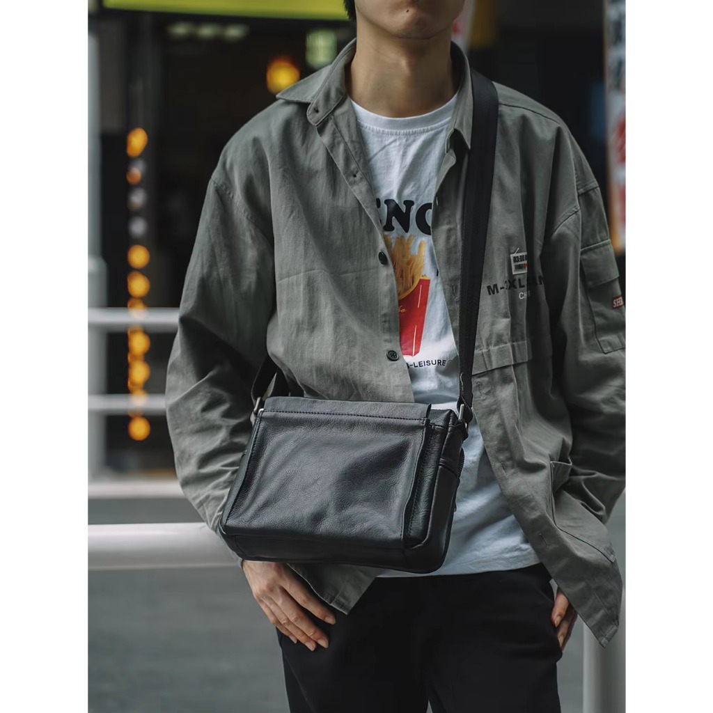 Tas Bahu Kasual Pria Kulit Asli Fashion Trend Messenger - Tas Selempang Untuk Ipad 9,7 Inch