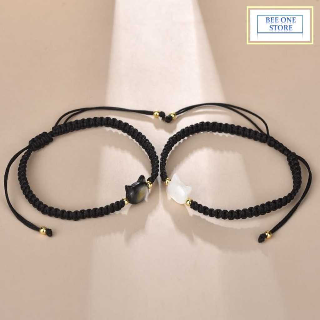 BEE ONE - Gelang Kepang Motif Kucing Gelang Kepang Adjustable Karakter Kucing