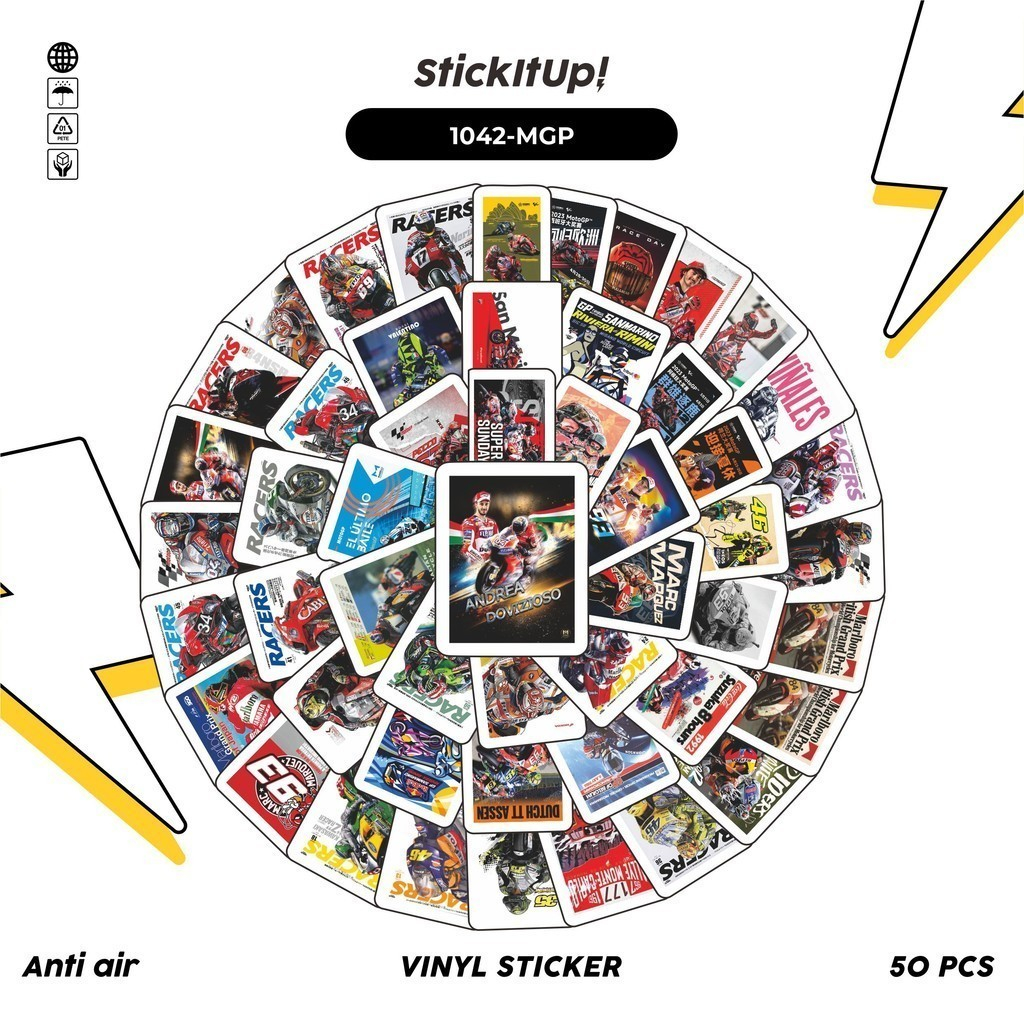 

COD✨ 100 Pcs Stiker Motor GP Lucu Anti Air Untuk Dekorasi Notebook Sepeda Skateboard Handphone DIY