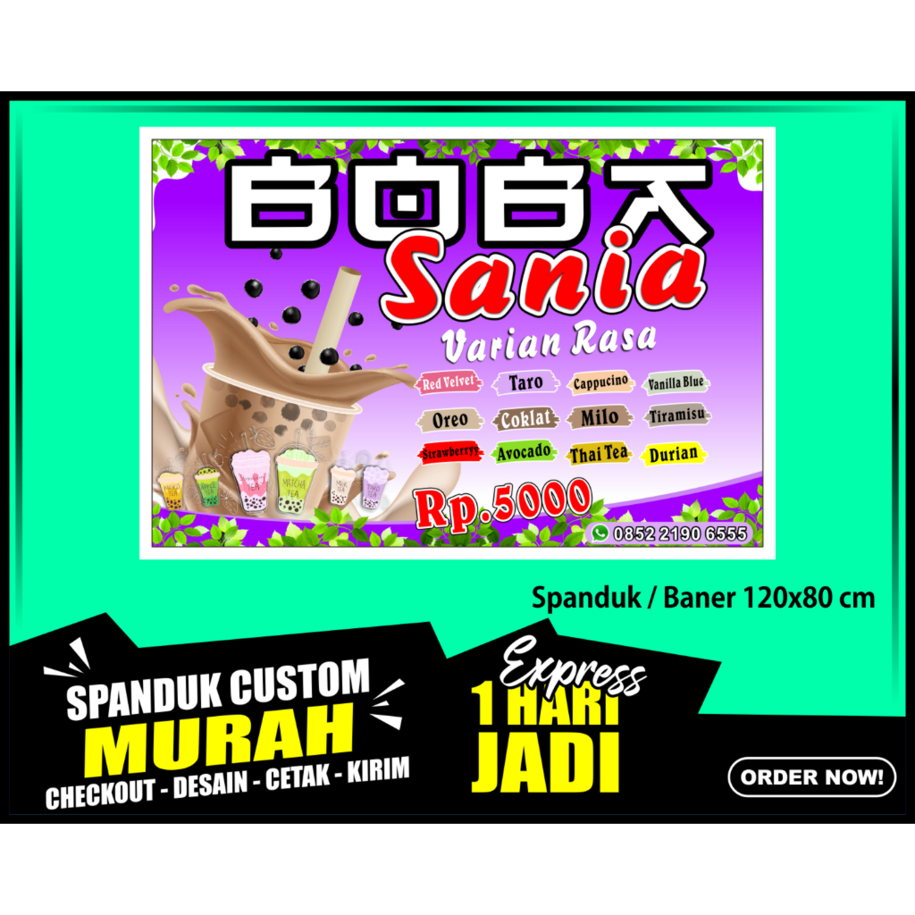 Banner BOBA, Spanduk BOBA 120X80 cm COD, Banner BOBA, Spanduk BOBA 120X80 cm COD